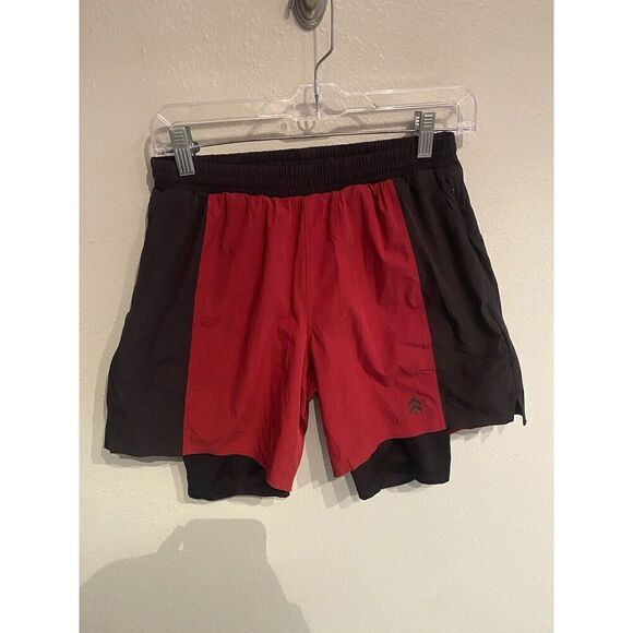 Barry’s Bootcamp Gym Athletic 2 In 1 Shorts Mens Small Black Red Lined - Picture 1 of 8